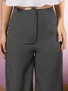Women's Pantalona Pants Tailored Wile Leg Fashion Elegant - 深灰色 - 查看 5