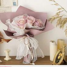 1张花束包装纸，韩式鲜花包装网纸，花网抗皱波浪纸，适用于母亲节、结婚纪念日、生日花店用品，DIY烘焙蛋糕装饰鲜花包装材料 - 彩色 - 查看 5