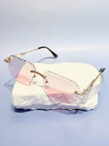 1 pieza Gafas sin marco de estilo retro geométrico bohemio, de moda y versátil para conducir, fiestas, acampar, la playa, adecuado para varias ocasiones, elegante estilo occidental Y2K para vacaciones de verano en la playa, al aire libre, viajes