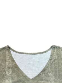 Vestido elegante de manga larga con cuello en V estampado para mujer - Multicolor - Ver 6