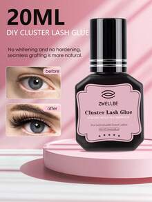 zwellbe 20ml/片睫毛胶水 簇状睫毛胶水 黑色敏感睫毛胶水 快干防水睫毛胶水 单根睫毛胶水 持久DIY睫毛延长胶水 强力定型睫毛胶水 适用于家庭睫毛延长 自制睫毛胶水，睫毛胶水