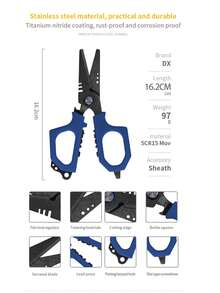 Tunala 6.5-Inch Multi-Functional Stainless Steel Fishing Scissors, High-Quality And High-Precision Fishing Bra Line Titanium Coated Fishing Scissors - Sharp Stainless Steel Blades, Double Saw-Tooth Edge, Braided Line Cutter, Anti-Slip Handle Multi-Functional Fishing Tool, Suitable For Braided Line/Nylon Line/Fluorocarbon Line, With Anti-Slip Handle Sleeve, Molded Locking Tube And Anti-Lost Rope, Anti-Sea Water Corrosion. - Multicolor - View 3