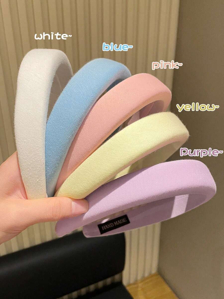 1/3/4/5个装 女士简约纯色海绵宽发带，适合洗发、休闲外出、高髻、碎发造型、日常使用、居家、护肤，四季皆宜，可作为礼物赠送，时尚实用！