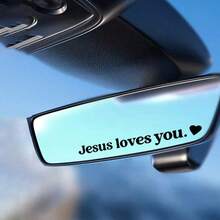1/2/5 件“耶稣爱你”汽车贴纸、驾驶贴纸、汽车后视镜贴纸、送给老师的礼物、“相信上帝”心形设计 - 适合教堂、家庭和办公室的基督教装饰！ - 彩色 - 查看 3