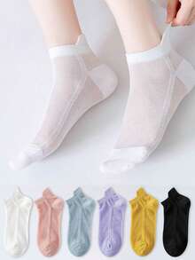 1/6/12/18 Pairs Of Women's Socks, Spring And Summer Thin Solid Color Short Socks, Comfortable Black Socks, Summer Mesh Low Vamp Boat Socks, White Socks Suitable For Daily Wear, Easter, Mother's Day And Other Festivals And Party Gifts - Multicolor - View 1