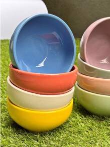 Kit 6 Bowls de Cerâmica Premium 400ml Cores Sortidas Exclusivas Jogo de Tigelas para Sobremesa