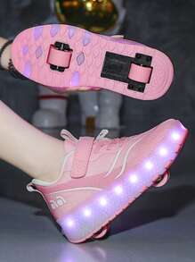Klassisch, modisch, cool und bequem LED aufladbare blinkende Rollschuhe, geeignet für Teenager und Erwachsene, Lässig und schnelles Rollerskaten