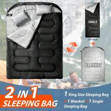 Sleeping Bags XL For Mens Double Sleeping Bag Adult Wide Sleeping Bag For Camping Big And Tall Sleeping Bags Large 2 Person Sleeping Bag King Size Warm Cold Weather - DOUBLE-bLACK - View 4