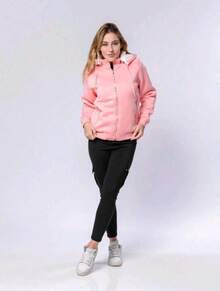 WOMEN'S WATERPROOF SWEATSHIRT, SUPER STYLISH, PLUSH, WITH REMOVABLE NEOPREME HOOD - 粉色 - 查看 4