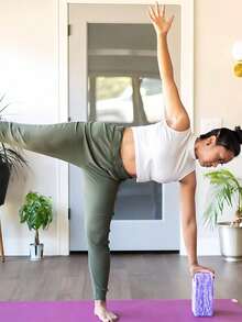 1pc Yoga Block - Latex-Free Eva Foam Support - Soft Non-Slip Surface, Slanted Edges For Yoga, Pilates, Meditation - Foam Yoga Brick Set For Stability, Balance, Deepening Stretches During Exercises, Pilates, Stretching - Multicolor - View 4