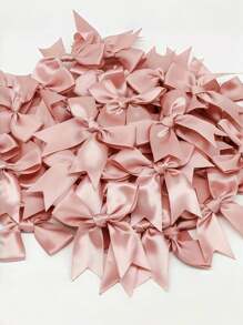 50pcs Pink And White Ribbon Bows, 3.3 Inches, Charming Decorations For Weddings, Holidays And DIY Crafts, Gift Basket Decor, Birthday Packaging, Holiday Decorations, Office Decor, Wreath Decor, Wedding Decor, Bridal Shower Decor, Party Supplies