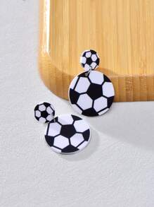 1 Pair Football, Baseball, Basketball, Volleyball Design Pendant Acrylic Earrings, Cute Sports Style Fashion Jewelry For Game Days