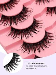 5 Pairs Dramatic Manga False Eyelashes, Wet Look Spiky Wispy Thick Faux Mink Eyelash, Reusable For Cosplay Makeup - Spiky Manga Lashes - View 6