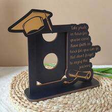 Wooden Graduation Cap Photo Frame With Inspirational Quotes, 3D Graduation Memorial Gift, Suitable For Graduates To Display Graduation Photos, Graduation Party Decor, "Congrats Grad 2025", Great Graduation Gift For Friends And Family - Black - View 10