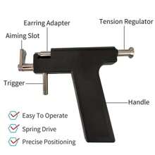 Kit per piercing professionale riutilizzabile con pistola per piercing e 100 pezzi di orecchini a punta in acciaio inossidabile
