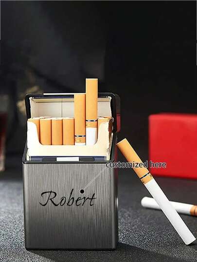 1 pieza Estuche para cigarrillos personalizado con texto personalizado - Regalo ideal para padre, novio o novio - Accesorio de estilo para hombres