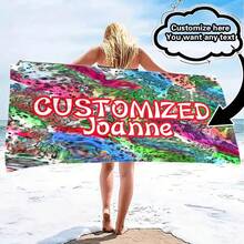Personalized Beach Towel With Customized Text - Fashionable Design, Quick-Dry And Highly Absorbent, Perfect For Beach, Pool, Camping And Travel - Ideal Gift For Valentine's Day, Birthday, Father's Day And Mother's Day, Beach Essential | Personalized Gift | Fast Drying Fabric Bathroom Decor Summer Beach Essentials - Multicolor - View 67