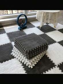 拼布地毯 温馨大气 拼布垫 温暖床边地毯 柔软防摔 易于安装 家居装饰 11.8x11.8 英寸爬行垫 厚毛绒地垫 卧室装饰 房间装饰 美学房间装饰用品 客厅装饰