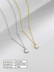 1pc S925 Silver Gold-Plated Wrinkle Moon Pendant Necklace For Women, Fashionable Minimalist Wavy Moon Pendant Choker, Great Gift For Girlfriend
