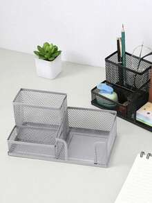 Creative Iron Hollow Desktop Pen Holder, Colorful Grid Round Iron Wire Storage Bucket, Student Stationery Multi-Function Organizer Rack, Nordic Minimalist Style Desktop Storage Bucket, Desktop Organization