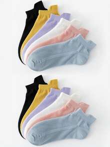 1/6/12/18 Pairs Of Women's Socks, Spring And Summer Thin Solid Color Short Socks, Comfortable Black Socks, Summer Mesh Low Vamp Boat Socks, White Socks Suitable For Daily Wear, Easter, Mother's Day And Other Festivals And Party Gifts - Multicolor - View 11