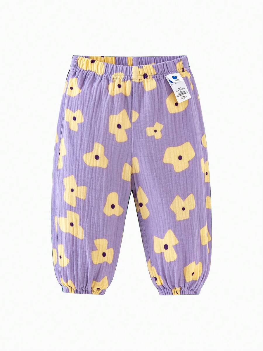 mini bala Boys' And Girls' Pants Summer Quick-Dry Mosquito-Proof Loose Baby Girl Skin-Friendly Soft Long Pants - White Purple - View 1