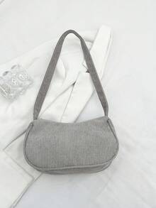 Solid Color Casual Lightweight Luxury Shoulder Bag, Suitable For Women In Spring/Summer For Daily Commuting - Grey - View 6