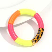 1pc Fashionable Colored Acrylic Curved Tube Elastic Cord Friendship Bracelet, Suitable For Women Everyday Wear, Gift - Elastic Bracelet - View 18