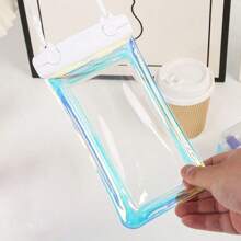 1 pièce Sac de téléphone étanche à l'épreuve des chutes avec airbag laser. Sac de téléphone étanche pour la plongée, la natation et les activités de plein air. Étui de téléphone tactile transparent. Accessoires de plage, accessoires de voyage, essentiels de plage, flotteur de piscine