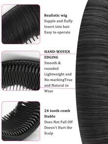 1pc Synthetic Hair Bun Invisible Comb Wig Clip Design Increases Women's Hair Volume Hair Cushion Girl's Simple Black Wig Accessory Hair Extension Wigs For Women Human