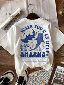 Damen Lässig Urlaubs T-Shirt mit Muster von vielfältiger Meeresfauna und bedrohten Tieren, Sommer