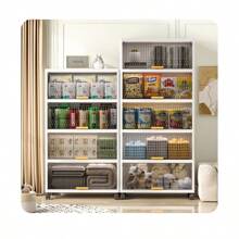1pc Flip Cover Multi-Purpose Transparent Plastic Storage Cabinet, Organizer Box For Snacks, Underwear, Household Items