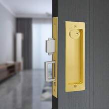 Hoconnie Reced Pocket Door Handle Sliding Door Lock And Pull Invisible Pocket Door Lock Hidden Edge Pull Mortise Lock 190mm Gold - Gold1 - View 2