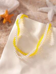 1pc Fashionable Personalized Acrylic Faux Pearl Beaded Multilayer Necklace, Versatile Wear For Women, Suitable For Daily, Date, Party, Nightclub - Basic Chain - View 15