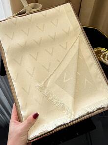 1pc Women Simple Elegant V-Letter Glitter Printing Scarf, Versatile Shawl, Hijab, Decoration, All Season UV Protection For Dress - Multicolor - View 9