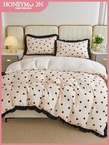 Bộ ga trải giường phong cách Pháp lãng mạn 2/3 món, bao gồm 1 ga trải giường và 1/2 vỏ gối, mềm mại và thoáng khí, thời trang và dễ thương, trang trí giường ngủ lý tưởng cho phòng ngủ và ký túc xá, phù hợp với giường đơn, giường đôi, giường cỡ Queen, giường cỡ King, đạt chứng nhận Oeko-Tex. - Nhiều màu - Xem 3