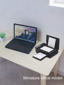 Mô hình máy tính xách tay thu nhỏ, đồ chơi giả vờ chơi. Mô hình văn phòng tí hon chân thực, mô hình máy in mini để trang trí nhà cửa, sổ tay có thể gập lại, máy in di động, phụ kiện văn phòng cho nhà búp bê. - Nhiều màu - Xem 2