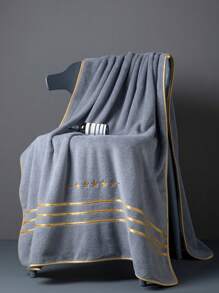 1pc Extra Large Bath Towel 86*170cm, Polyester Fiber, Simple Solid Color With Embroidered Star Pattern Or 34*75cm Small Hand/Face Towel, Absorbent, Quick Drying, Soft, Suitable For Bathroom, Hotel, Gym, Outdoor Travel, Party, Holiday Gift, Beach, Salon, Spa, Unisex Adult Household Use, All Seasons,School,Back To School,Travel,Travel Essentials,Home Essentials,Towel,Skin Care