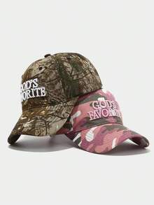 God's Favorite Embroidered Camo Jungle Splattering Print American Baseball Cap Streetwear Snapback (Print Design And Tag Packaging Are Random) - A - View 3