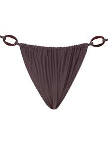New European & American Style Women's Sexy Simple Solid Color Chest Front Waist Amber Decor Halter Drawstring Bikini Two Pieces Set, Suitable For Beach And Ocean - Grey - View 6