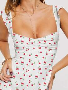 Abito mini carino con stampa floreale ditsy, con bretelle regolabili, zip laterale nascosta, laccio sulla schiena, adatto per primavera/estate, per donne e ragazze