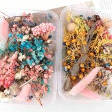 1 Box Of Random Colorful Natural Dried Flowers With Epoxy Resin Handmade Crafts DIY Bouquet Garland Candles Make A Home Wedding Box Flower Decoration
