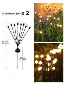 Solar Garden Lights, 1/2Pcs Starburst Swaying Light - Swaying When Wind Blows, Solar Lights Outdoor Decorative, Color Changing RGB Light For Yard Patio Pathway Decoration