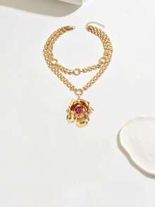 1pc New Creative Heart Patchwork Fashion Versatile Personalized European And American Multi-Layer Chain Necklace - Yellow Gold - View 4