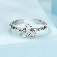 1 PC 925 Sterling Silver Embossed Vintage Celtic Pattern Ring For Women Simple Silver Adjustable Ring Fine Jewelry Gift - Silver - View 6