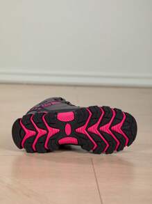 1 Pair Women Mid-Cut Outdoor Hiking Boots, Grey High-Top Hiking Shoes, Heat & Wear Resistant Thick Sole Non-Slip Hiking Boots