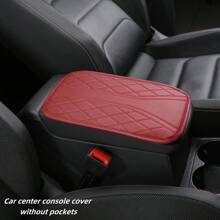 1pc Armrest Box Heightening Pad With Dual Side Storage Pockets / No Pocket Two Styles, PU Leather Automotive Armrest Console Pad, Car Interior Decor Accessories