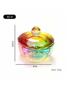 1 buc Aurora colorat acoperit Nail Art Brush Brush Cup, Cupă de sticlă cristalină multi-tip cu capac pentru curățarea pensulei de ojă