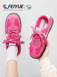 FEIYUE. 1 Pair Women's Casual Lace-Up Canvas Sneakers Lightweight, Comfortable, Versatile, Non-Slip, Suitable For Outdoor And Daily Wear