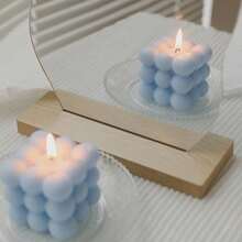 1pc Bubble Cube Shaped Decorative Smokeless Scented Candle, Household Bedroom Decoration,Gifts Birthday Graduation,Gifts